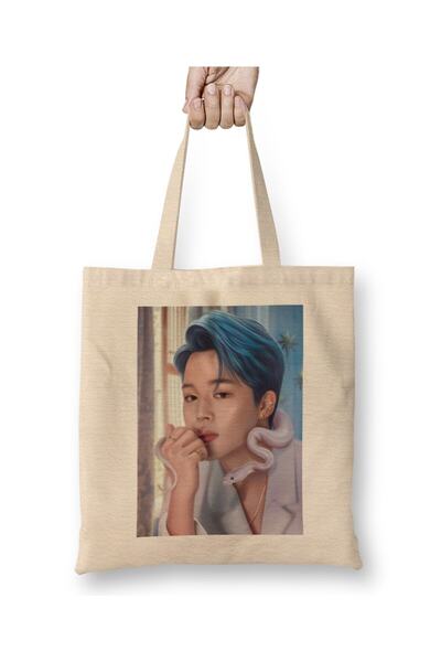 Toyaso BTS Jimin бяла платна чанта с дълги дръжки, чанта за пазаруване, чанта...
