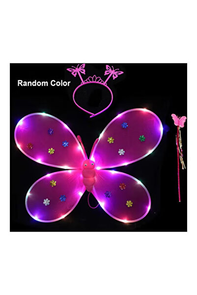 QiaoKai 3-Piece LED Light Fairy Wing And Headband Set
