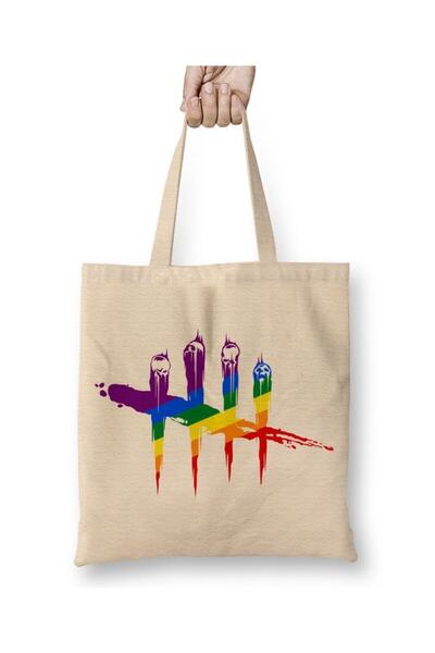 Toyaso Dead By Daylight Logo 01 Бяла платна чанта с дълги дръжки Пазарска чан...