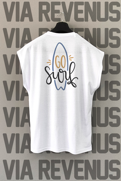 Vordevia Go Surf Sırt Printed Zero Sleeve 100% Cotton Sports Tshirt
