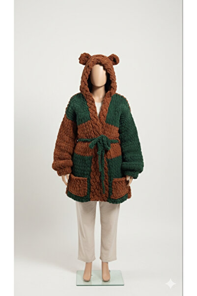 Zuviel Deco Handmade Handmade Puffy Fleece Hooded Dressing Gown, Cardigan