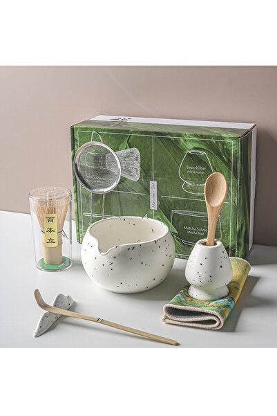 Leon Lifestyle Leon Home 8-piece matcha preparation set, bamboo whisk with wh...