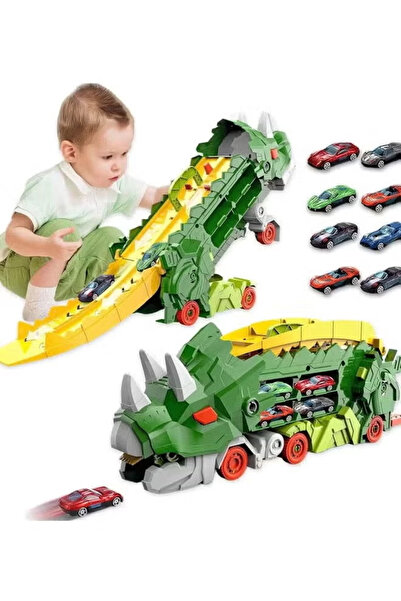 Generic Dinosaur swallows car, catapult slide stores alloy car, dinosaur tran...