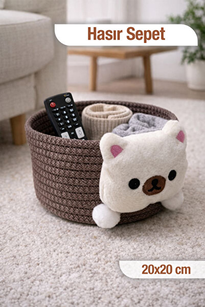 naturelove Peluşlu Hasır Sepet - Dekoratif Çekmece içi Organizer Banyo Dolap ...