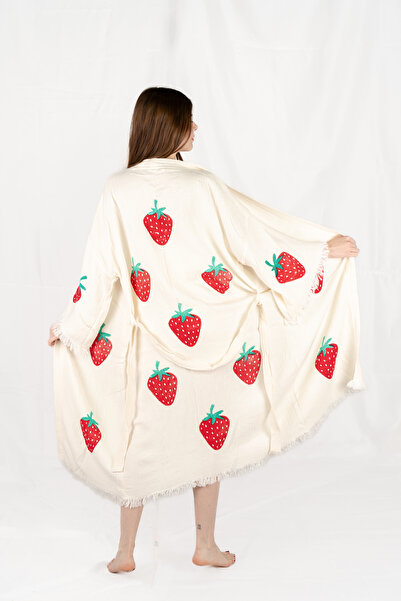 PERAVES Muslin Kimono Organic Cotton 100% Natural Natural Stone Printed Ethni...