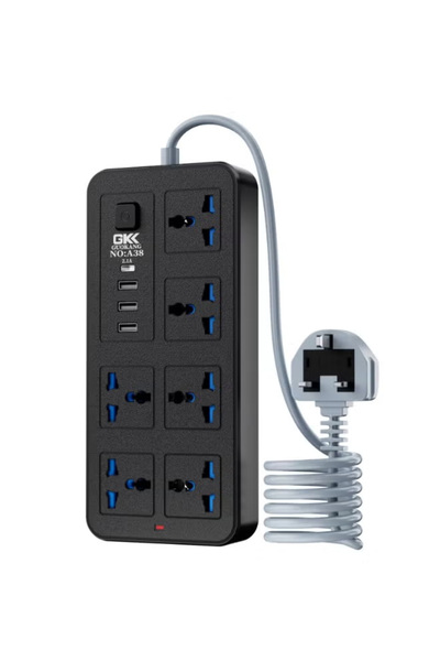 Generic Power strip with 6 outlets, 3 USB ports, 1 Type-C port, and a 2-meter...