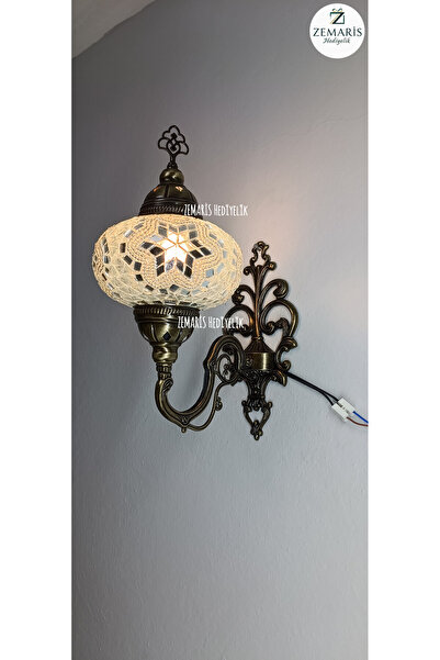 ZEM ARİS HEDİYELİK Handmade Authentic Mosaic Wall Sconce (Large Glass)