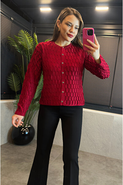 MİR STORE Red Bürümcük Cardigan