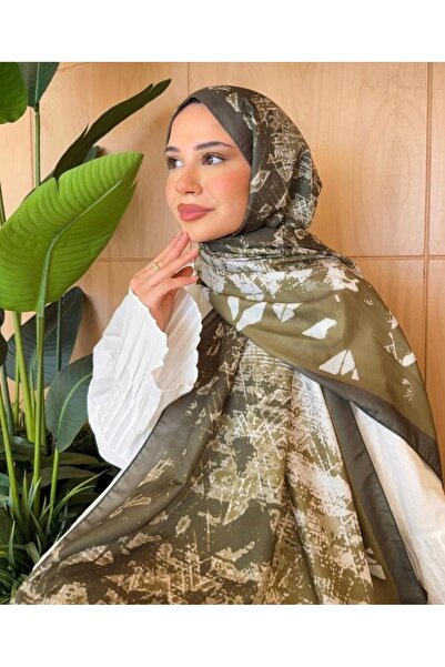 MİNELEŞARP34 Mineleşarp Mosaic Pattern Green Color Non-Slip Soft Shawl