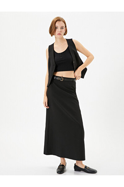 Koton تنورة طويلة ضيقة الخصر متوسطة الارتفاع مزينة بسحاب