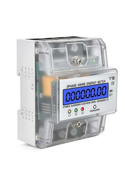 Generic عداد كهرباء رقمي ثلاثي الأطوار، عداد تيار ثلاثي الأسلاك معاير لأنظمة ...