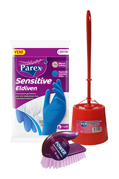 Parex فرشاة تنظيف للأغراض العامة، فرشاة مرحاض وقفازات تنظيف