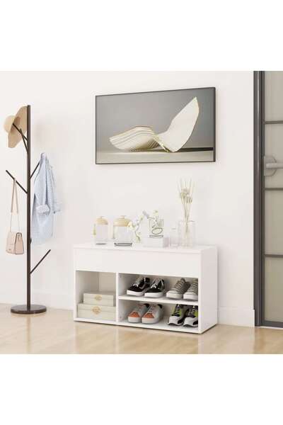 vidaxl Shoe Bench White 80x30x45 cm Engineered Wood