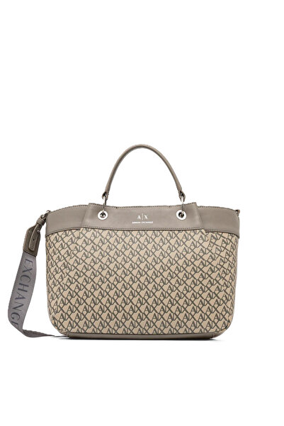 Armani Exchange Women's Monogram Ax Printed Beige Shoulder Bag with Removable...
