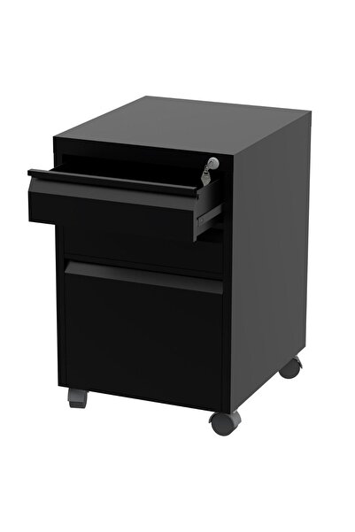 Godrej وحدة تخزين متحركة سوداء بثلاثة أدراج لتنظيم المكتب والمنزل