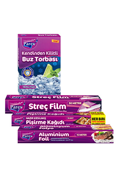 Parex Baking Paper Cling Film Foil and Ice Bag Package