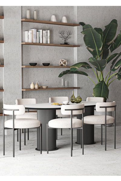 ah assel home Mina Teddy Sandalye 80x160 Bohem Ayak Yemek Masası Mutfak Masas...