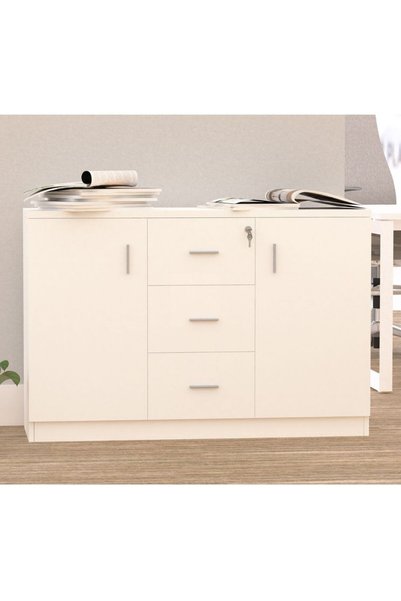 Mahmayi Carre 1147 White Credenza