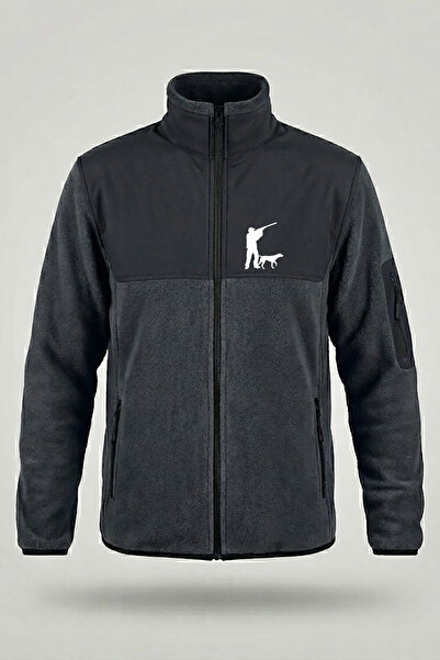 WİDİ Hunting Hunter and Hunting Dog Printed Mock Neck Paneled Softshell Fleec...