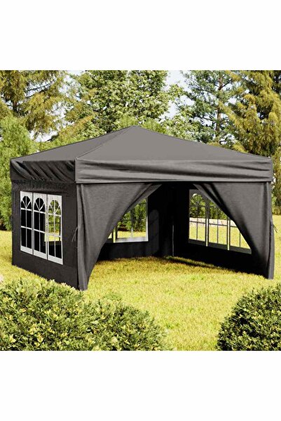 vidaxl Folding Party Tent with Sidewalls Anthracite 3x3 m