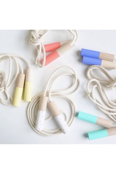 DesingbabyM 3–7 Yaş Çocuk Atlama İpi Ahşap Saplı,Pamuk İpli Motor Geliştirici...