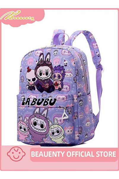Beauenty Cartoon Letter Graphic Colorblock Backpack Set