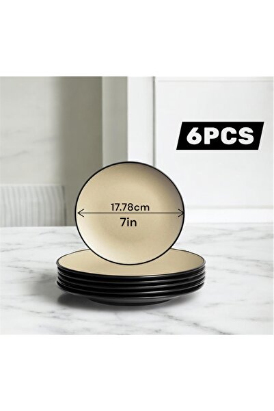 LANDREEN 6-piece set of round melamine serving dishes made of high-quality me...