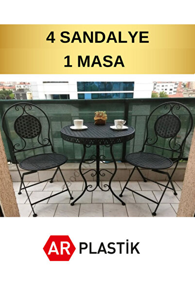 AR PLASTİK FERFORJE SET 4 SANDALYE 1 MASA TAKIMI, BALKON TAKIMI, BAHÇE TAKIMI