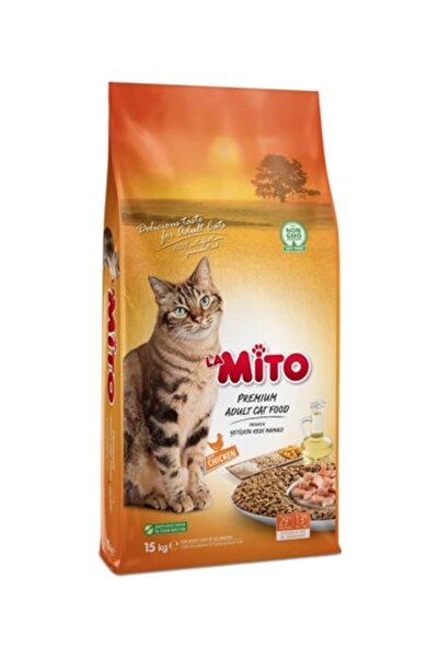 Mito YETİŞKİN KEDİ KURU MAMA TAVUKLU 15 KG +24 ADET 100 GRAM LEÖPÖLD PÜRE KED...