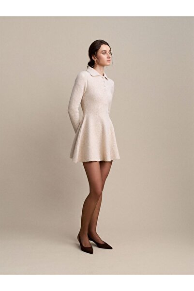 Dilvin 90264 Polo Yaka Peplum Triko Elbise