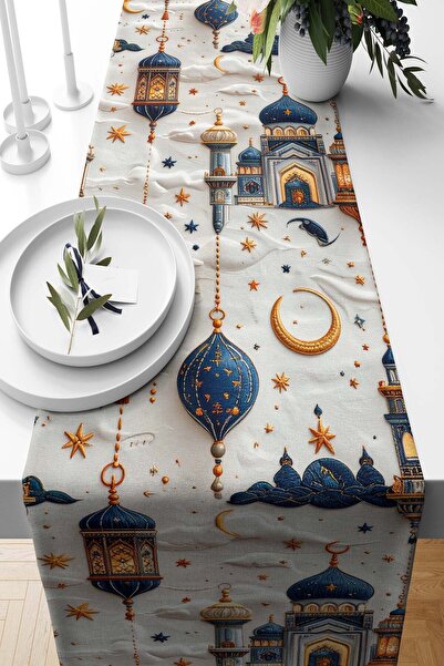 Pilloveland Runner Ramadan Sunrise Patterned Suede Woven 140*40 cm - Ramadan ...