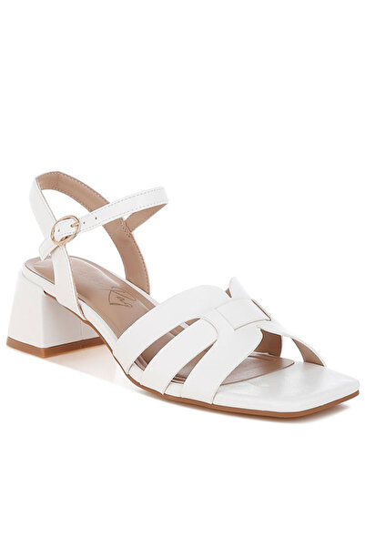 london Rag Women Strappy Square Toe Block Heels in White