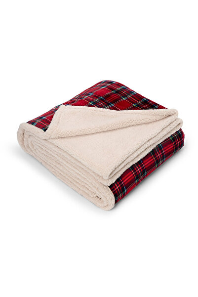 Tchibo Blanket, Checkered, Red