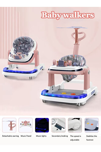 Generic مشاية أطفال، عربة أطفال، مانعة للانقلاب، تمنع تقوس الساقين، مزودة بأض...