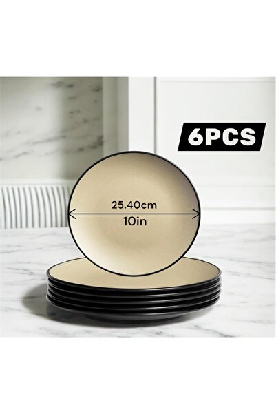 LANDREEN 6-piece set of round melamine serving dishes made of high-quality me...