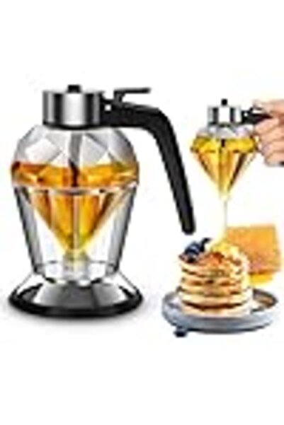 Arabest Honey Dispenser with Stand - 8 oz Clear Glass Jar with No-Drip Dipper...