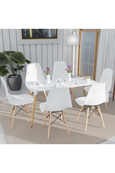 Mahmayi Cenare 7-Piece Dining Set for Kitchen, 140 X 80 Dining Table With 6 X...