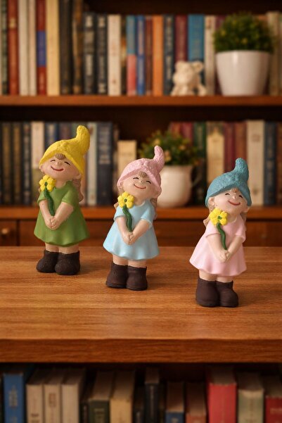 YEDİ CÜCELER EL SANATLARI El yapımı Kız Cüce Figür Salon, Balkon, Mutfak Deko...