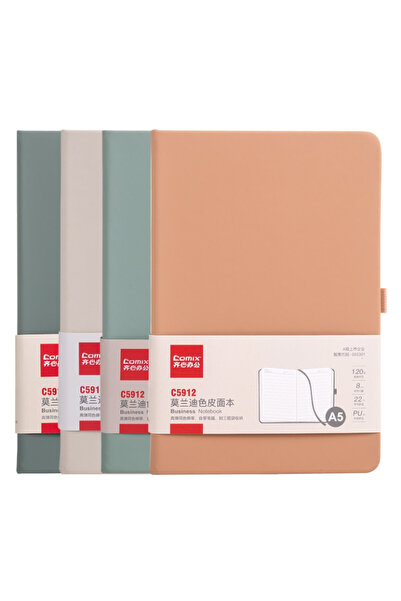 Comix A5 Light Green Hardcover Notebook with Pen Holder - 120 Sheets