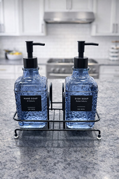 Evsun Home Collection Modern Glass Double Liquid Soap Dispenser & Detergent D...