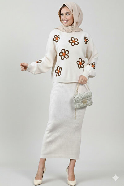 DTBUTİK Flower Pattern Sweater Dress Set