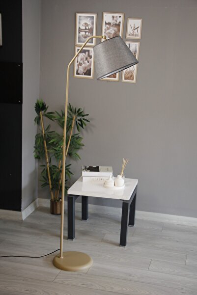 Bamyum Cotella Gri Kumaş Dokulu Açık Bej Gövde Lambader Hareketli Başlık Mode...