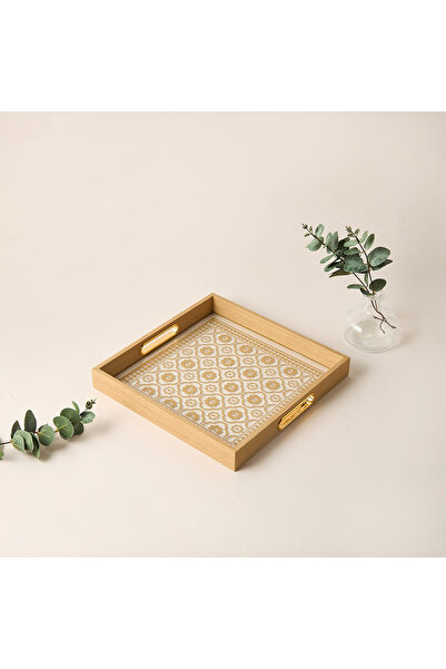 Lifestyle Printed Decorative Tray with Cutout Handle - 31x23 cms