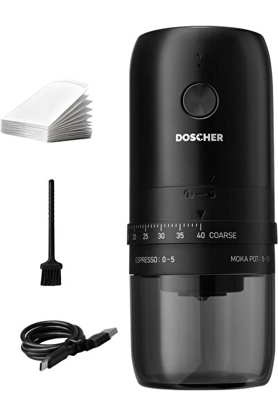 DOSCHER مطحنة قهوة محمولة V60 مزودة بـ 40 إعدادًا قابلاً للتعديل وسعة 25 جرامًا