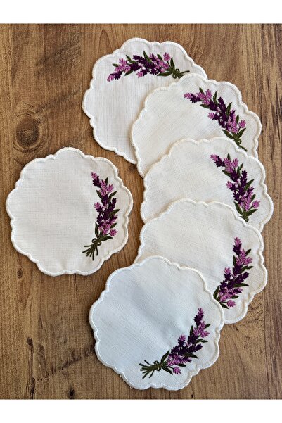 MODA Șervețele de prezentare Ecru, șervețele de cocktail cu broderie pe parte...