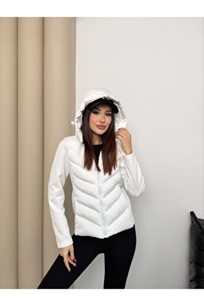 gm giyimarket Hooded Inflatable Women's Coat Winter Slim Fit Windproof Zipper...