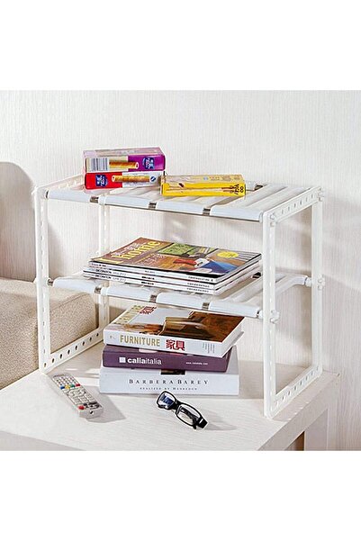 Yuwell YU WELL 2 Tiers Expandable Under Sink Storage Shelf Rack Adjustable Storage Shelving Unit Cabinet Or