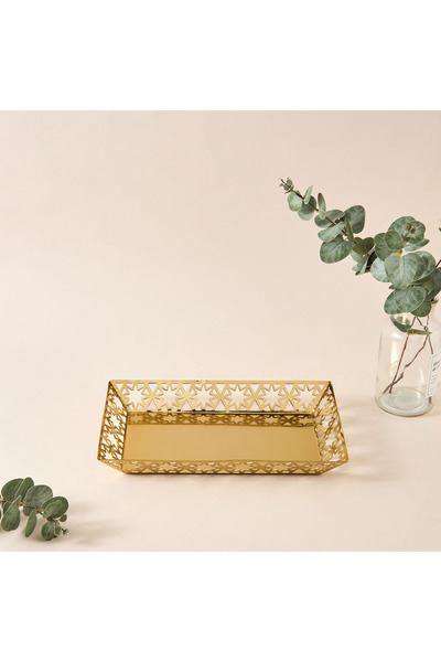 Lifestyle Star Cutout Detail Rectangular Decorative Tray - 30x7 cms