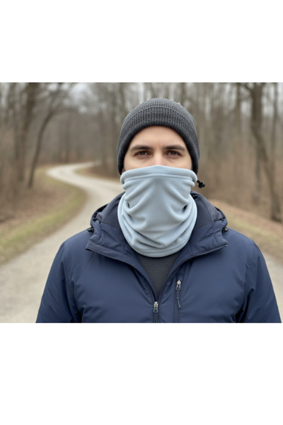 QUOS Anti-Wind Fleece Neck Collar Beanie 2-Pack Grey-Black