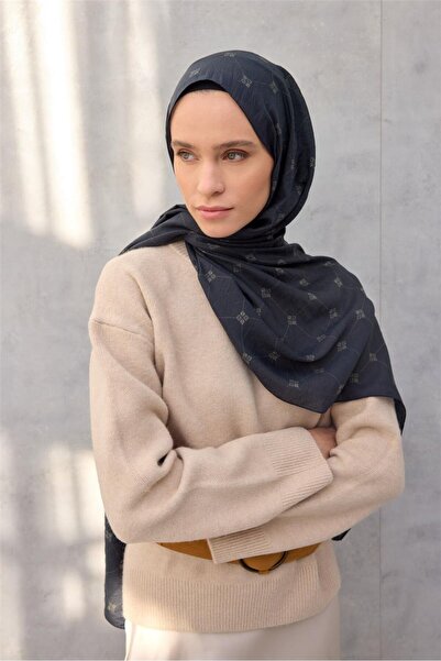 Silk Home Olinda Şal Monogram Desen Indigo 75x195